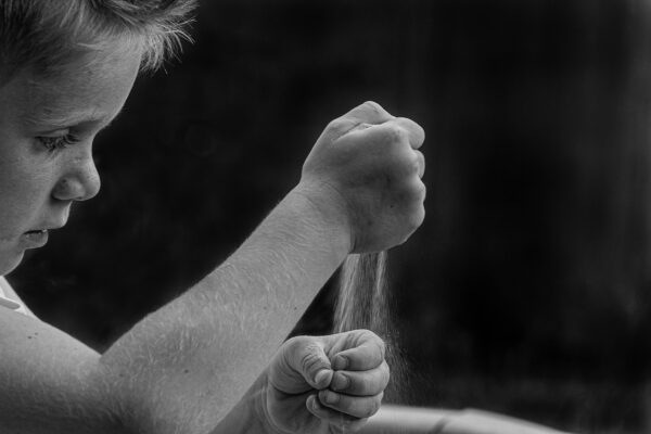 child, sand, playing with sand