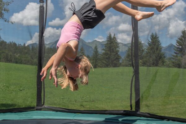 girl, trampoline, jump