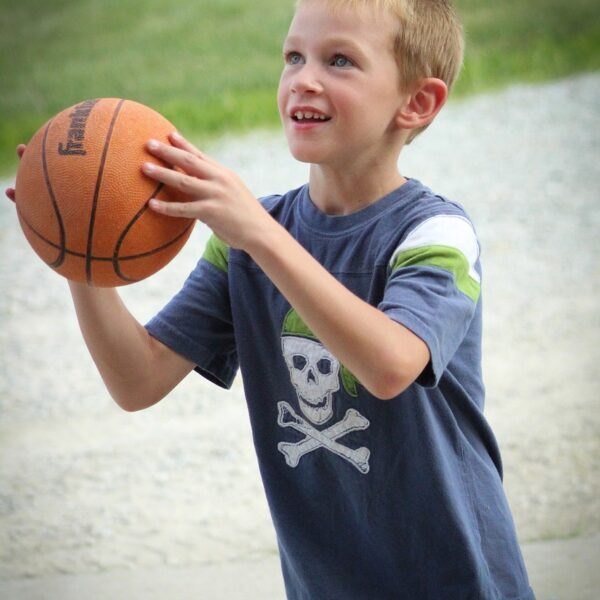 boy, basketball, barnyard